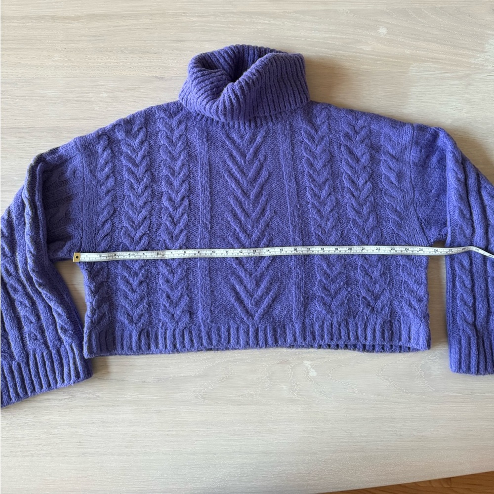 Purple Chunky Cropped Turtleneck